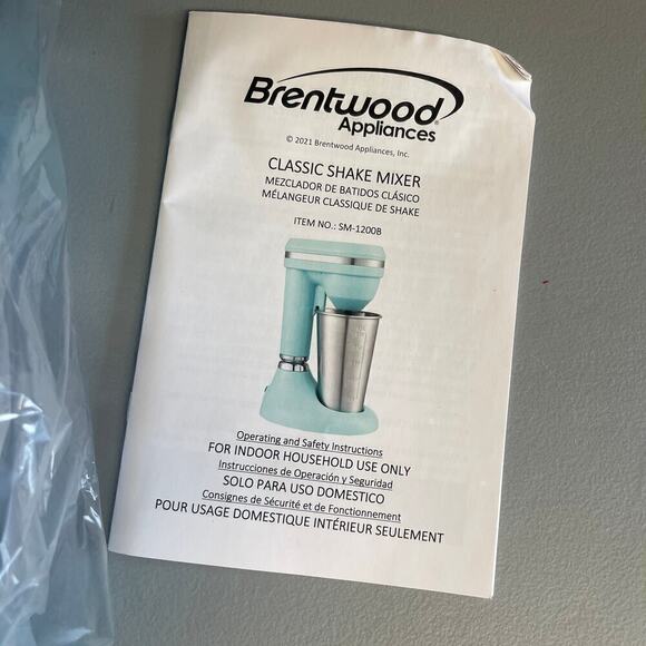 NWT Brentwood Classic Milkshake Maker SM-1200B Turquoise 15 oz - Picture 6 of 10